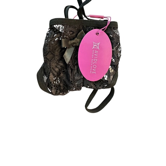 Avidlove Black Lace Thong Panty Bow Detail G String Sexy Lingerie M - Picture 3 of 14